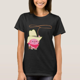 Cute Cartoon Cowboy Pig. met Lariat Women T-Shirt
