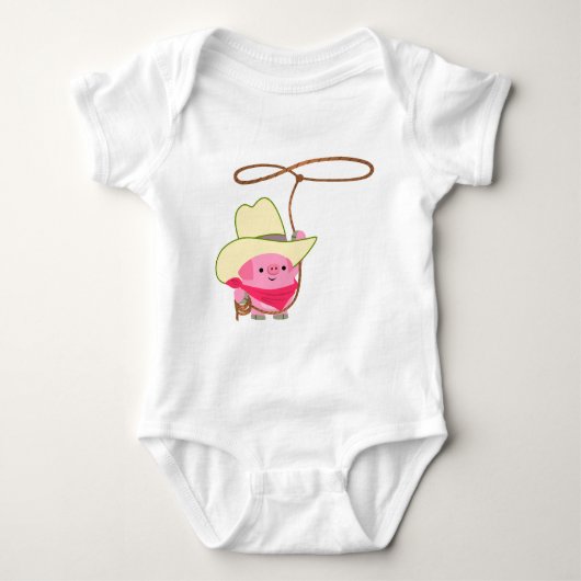 Cute Cartoon Cowboy Pig With Lariat  Romper (Voorkant)