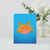 Cute Cartoon Crab Blue Ocean Briefkaart (Staand voorkant)
