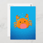 Cute Cartoon Crab Blue Ocean Briefkaart (Voorkant / Achterkant)