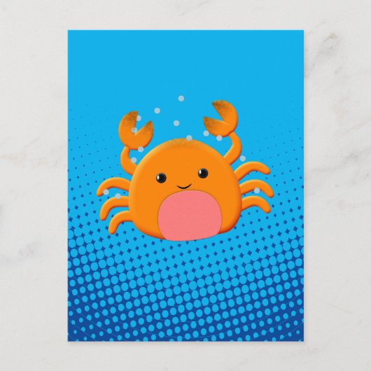 Cute Cartoon Crab Blue Ocean Briefkaart (Voorkant)