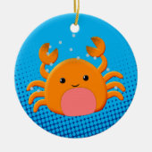 Cute Cartoon Crab Blue Ocean Keramisch Ornament (Voorkant)