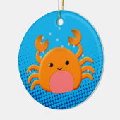 Cute Cartoon Crab Blue Ocean Keramisch Ornament (Links)