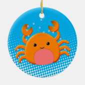 Cute Cartoon Crab Blue Ocean Keramisch Ornament (Achterkant)