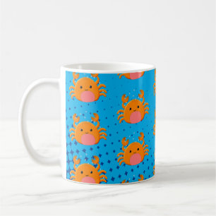 Cute Cartoon Crab Blue Ocean Koffiemok