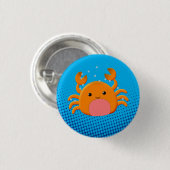 Cute Cartoon Crab Blue Ocean Ronde Button 3,2 Cm (Voorkant /achterkant)