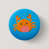 Cute Cartoon Crab Blue Ocean Ronde Button 3,2 Cm (Voorkant)