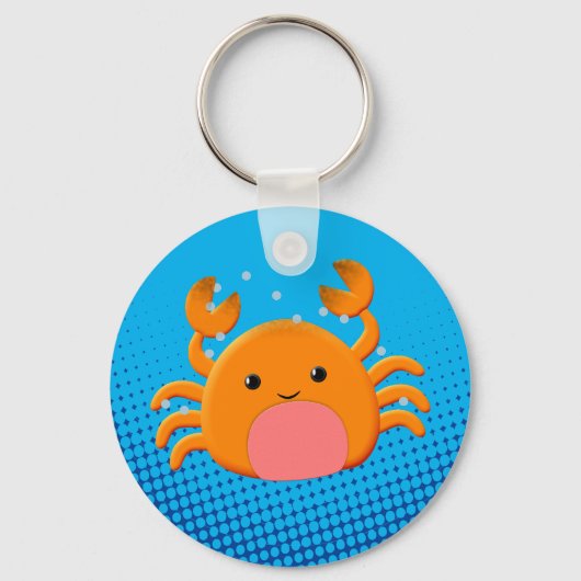 Cute Cartoon Crab Blue Ocean Sleutelhanger (Voorkant)