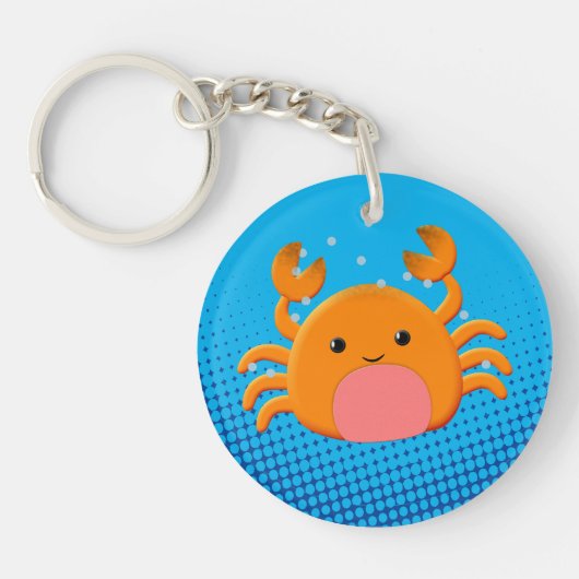 Cute Cartoon Crab Blue Ocean Sleutelhanger (Voorkant)