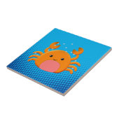 Cute Cartoon Crab Blue Ocean Tegeltje (Zijkant)