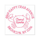 Cute Cartoon Crab Round Return-adres Zelfinktende Stempel (Design)