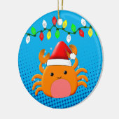 Cute Cartoon Crab Santa Hat kerstlampjes Keramisch Ornament (Links)