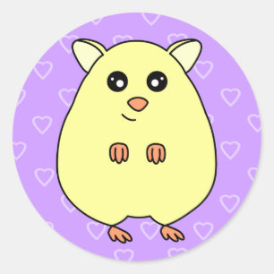 Cute Cartoon Cream Hamster Paarse Stickers