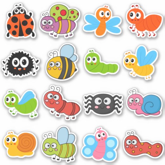 Cute Cartoon Creepy Crawlies Sticker (Voorkant)