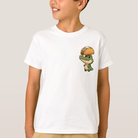 Cute Cartoon Crocodile Balancing Giant Taco T-shirt (Voorkant)