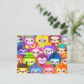 Cute Cartoon Crowded Kawaii Monster Kind Group Briefkaart (Staand voorkant)