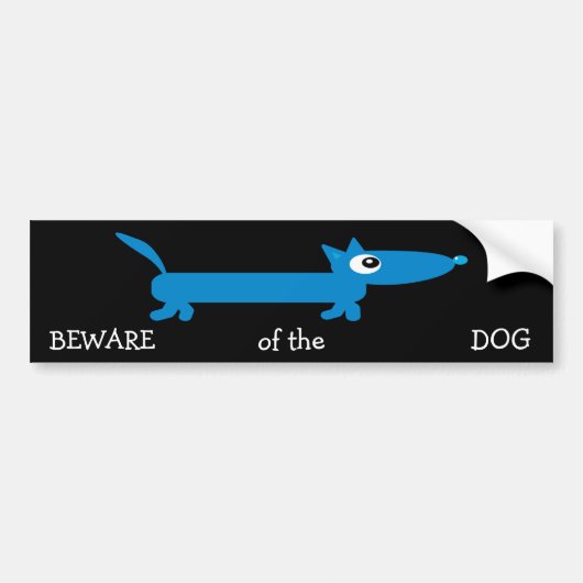 Cute cartoon Dachshund BEWARE of the DOG Bumpersticker (Voorkant)