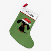Cute Cartoon Dachshund Funny Wiener Dog Holiday Kleine Kerstsok (Voorkant (Hangend))
