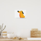 Cute Cartoon Dachshund Illustration – Funny Sausag Poster (Keuken)