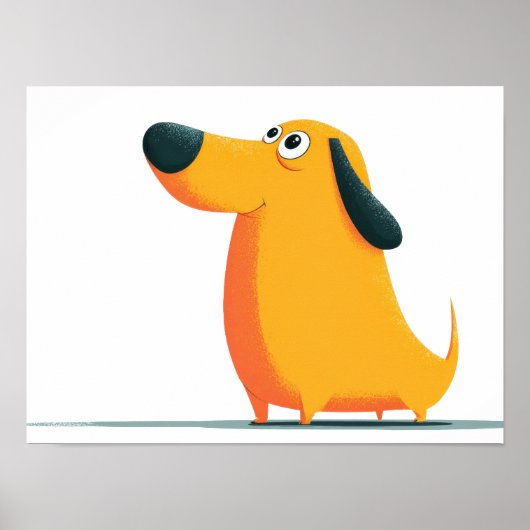 Cute Cartoon Dachshund Illustration – Funny Sausag Poster (Voorkant)