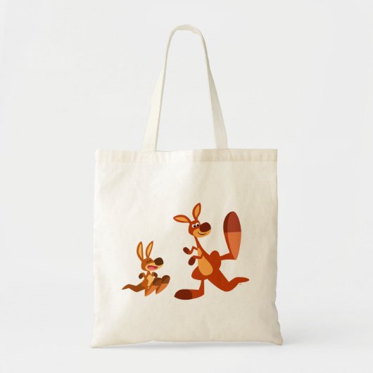 Cute Cartoon Dad Kangaroo and Joey Canvas tas (Voorkant)