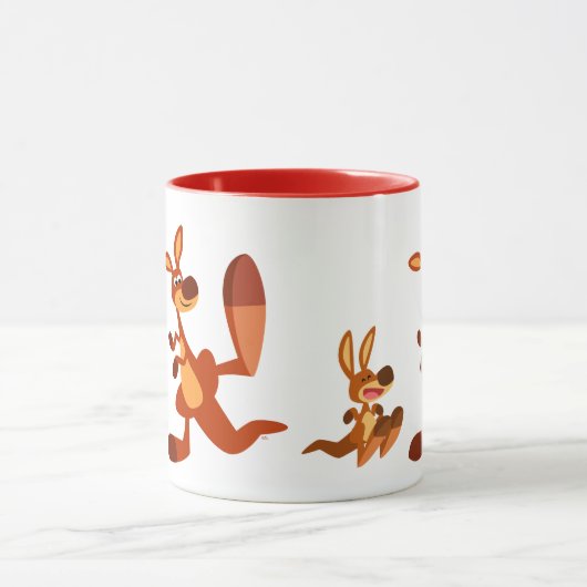 Cute Cartoon Dad Kangaroo en Joey Mok (Midden)