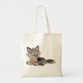 Cute Cartoon Dad Wolf en Pups Bag Tote Bag
