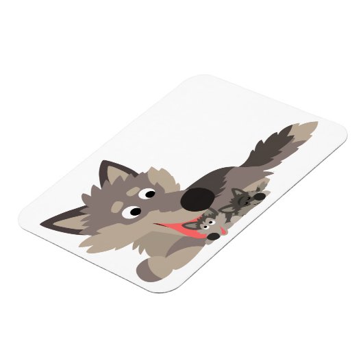 Cute Cartoon Dad Wolf en Pups Flexible Magnet Magneet (Linkerzijde)