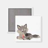 Cute Cartoon Dad Wolf en Pups Magnet (Voorkant / Achterkant)