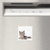 Cute Cartoon Dad Wolf en Pups Magnet (Insitu (Vaatwasser))