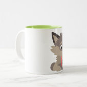 Cute Cartoon Dad Wolf en Pups Mok (Voorkant links)