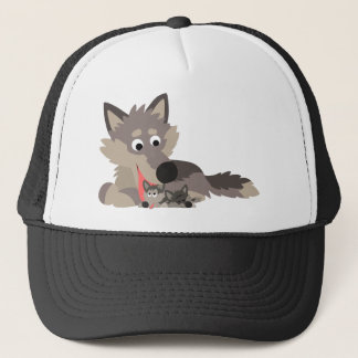 Cute Cartoon Dad Wolf en Pups Pet