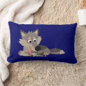 Cute Cartoon Dad Wolf en Pups Pillow Kussen (Deken)