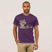 Cute Cartoon Dad Wolf en Pups T-Shirt (Voorkant volledig)