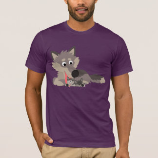Cute Cartoon Dad Wolf en Pups T-Shirt
