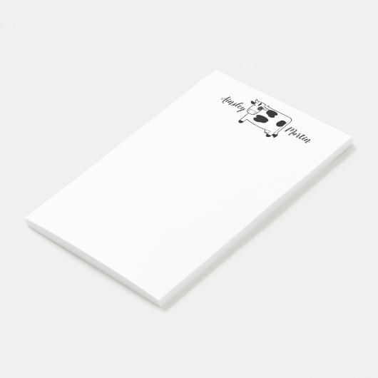 Cute Cartoon Dairy Cow, speciaal gepersonaliseerd Post-it® Notes (Schuin)