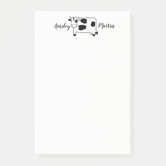 Cute Cartoon Dairy Cow, speciaal gepersonaliseerd Post-it® Notes (Voorkant)