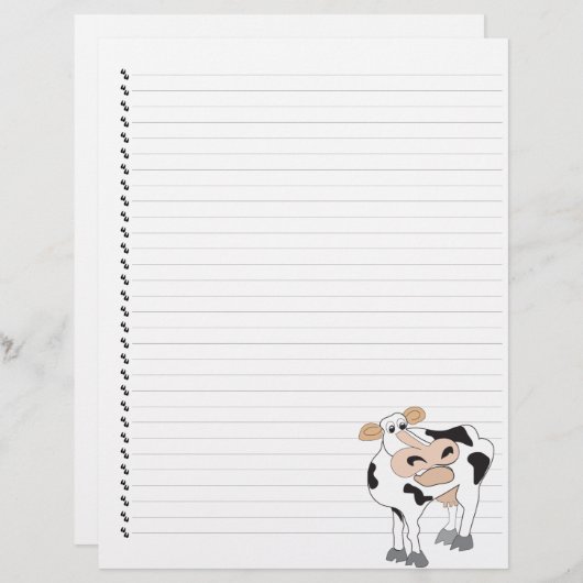 Cute Cartoon Dairy Koe Lined Pet Letterhead (Voorkant / Achterkant)