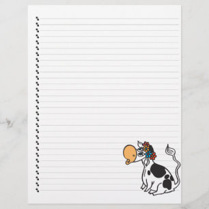 Cute Cartoon Dairy Koe Lined Pet Letterhead