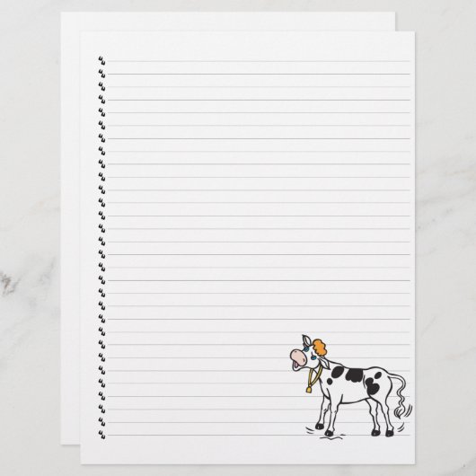 Cute Cartoon Dairy Koe Lined Pet Letterhead (Voorkant / Achterkant)