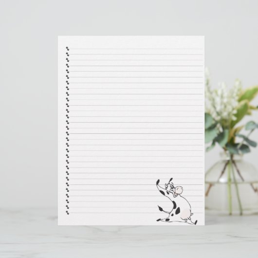 Cute Cartoon Dairy Koe Lined Pet Letterhead (Staand voorkant)
