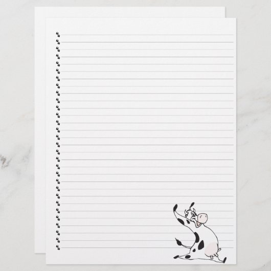 Cute Cartoon Dairy Koe Lined Pet Letterhead (Voorkant / Achterkant)