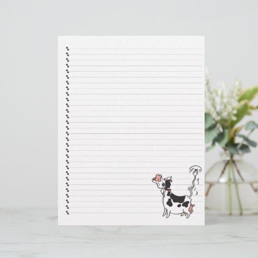 Cute Cartoon Dairy Koe Lined Pet Letterhead (Staand voorkant)