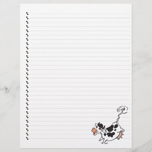 Cute Cartoon Dairy Koe Lined Pet Letterhead (Voorkant)