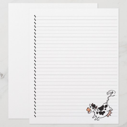 Cute Cartoon Dairy Koe Lined Pet Letterhead (Voorkant / Achterkant)