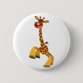 Cute Cartoon Dancing Giraffe Button Badge (Voorkant)