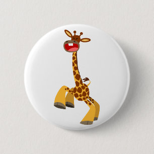 Cute Cartoon Dancing Giraffe Button Badge