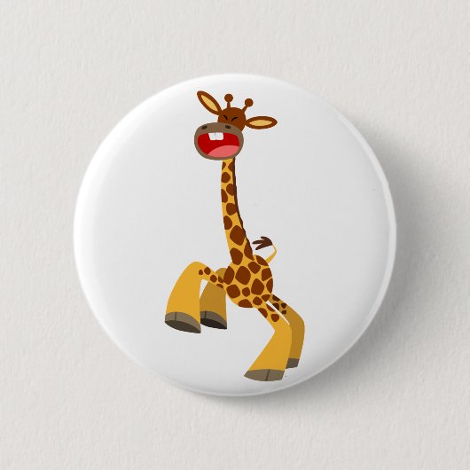 Cute Cartoon Dancing Giraffe Button Badge (Voorkant)