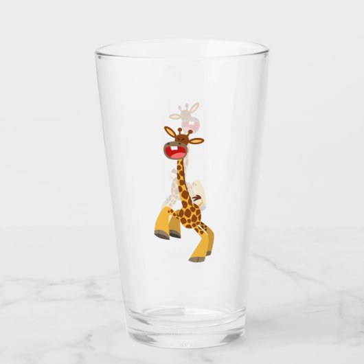 Cute Cartoon Dancing Giraffe Glas (Achterkant)