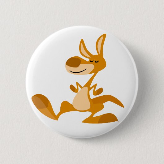 Cute Cartoon Dancing Kangaroo Button Badge (Voorkant)
